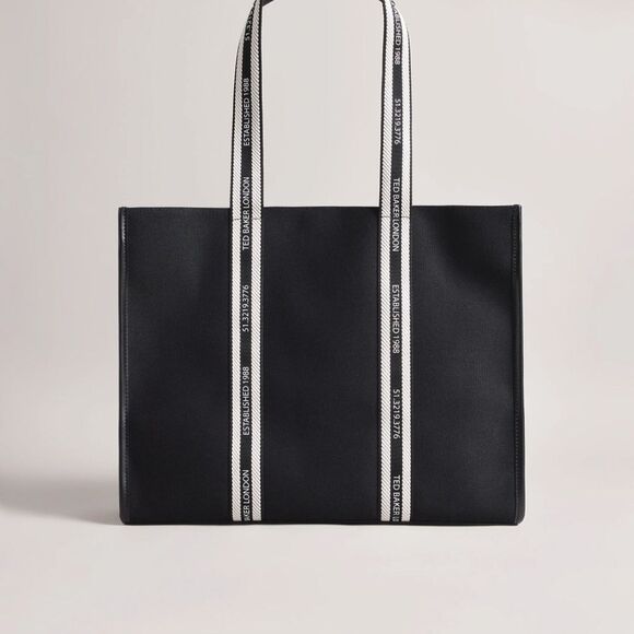 Ted Baker Women's Georjey-Branded Webbing Canvas Tote Black - Picture 1 of 9